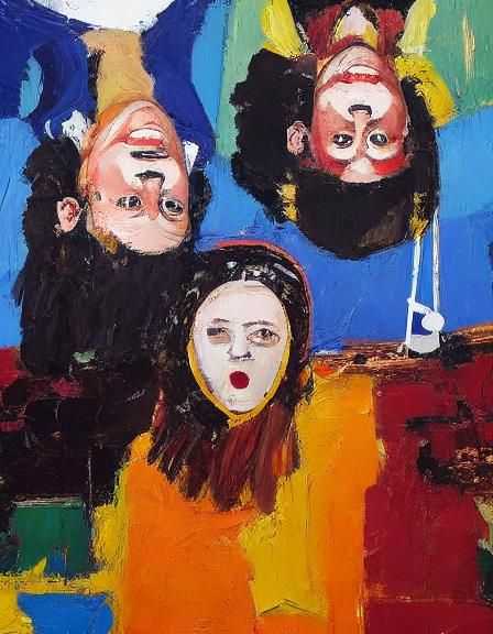 Oil Paint by Georg Baselitz: thick layers of textured impast...