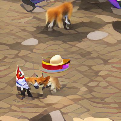 Dog and Fox Argument with Sombrero