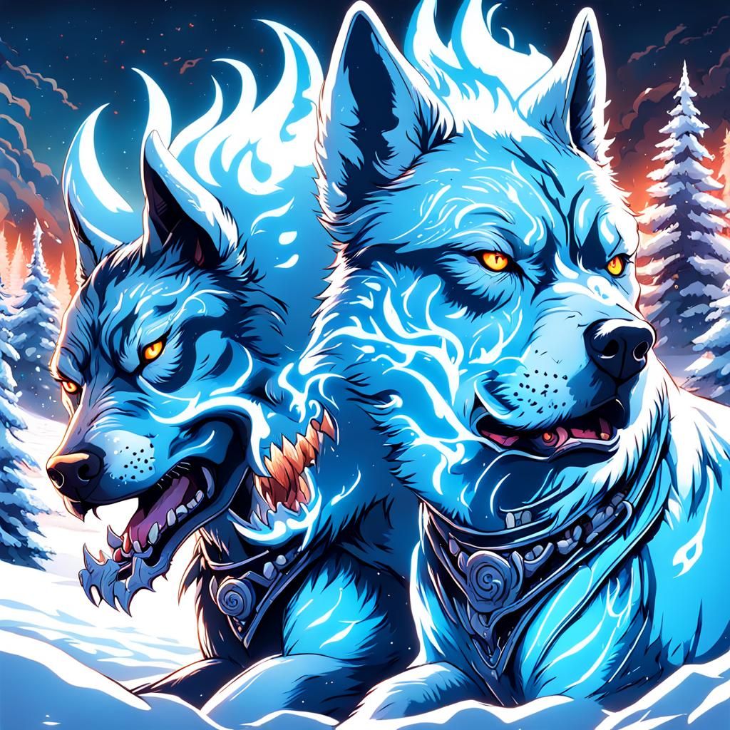 Anime Realism Two-Headed Dog Demon God Rises in Minnesota Wi...