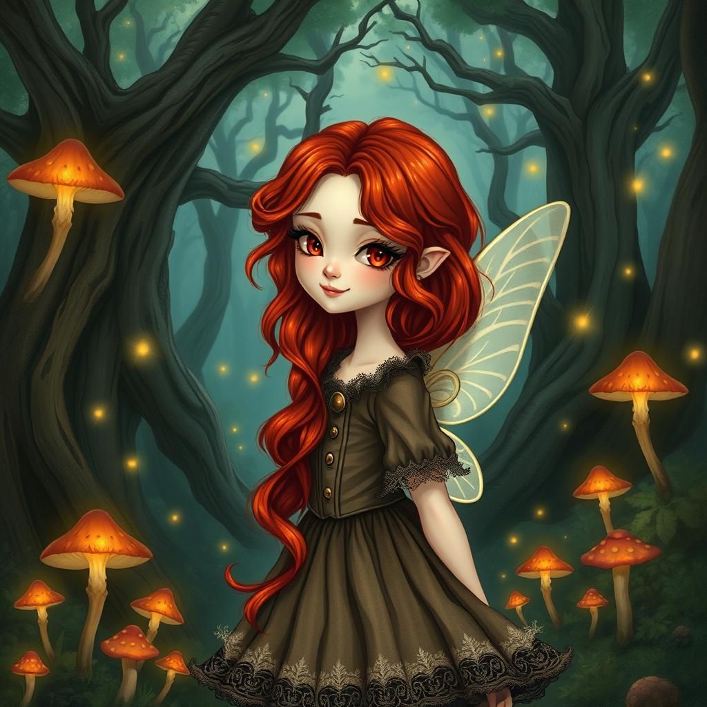 Enchanted Fairy in Mystical Forest, Digital Illustration