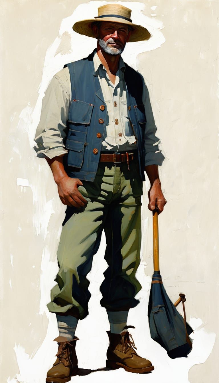 Fisherman Portrait Painting in Classic Illustration Style