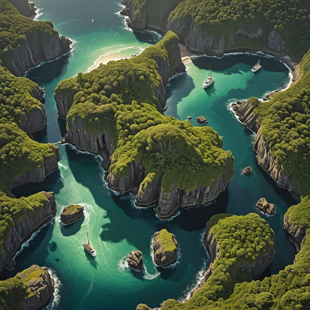 Mysterious Glowing Island in Atlantic Ocean