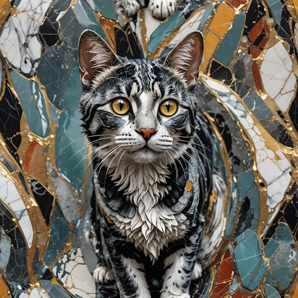 Orthoceras Marble Cat Sculpture: Hyperrealistic Concept Art