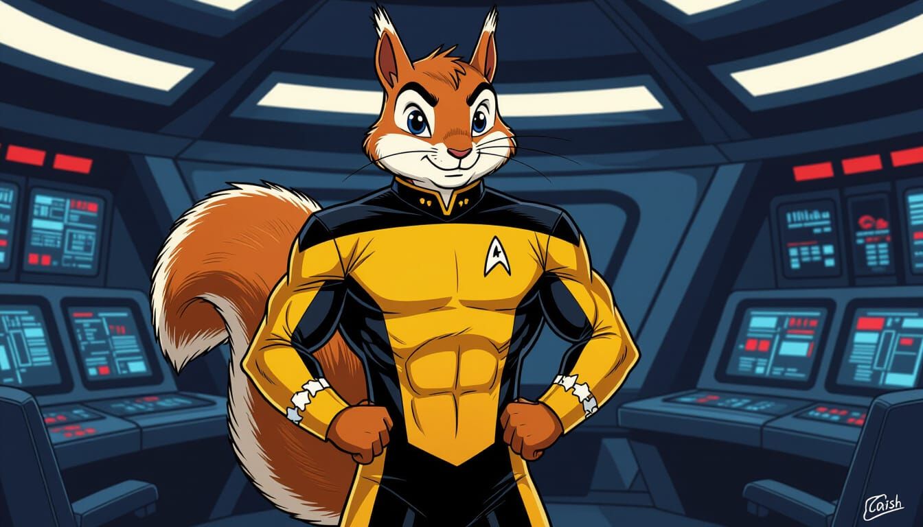 Heroic Squirrel Engineer on the Starship Enterprise