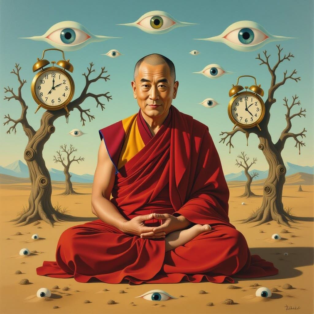 Dalai Lama in Surrealist Melting Style