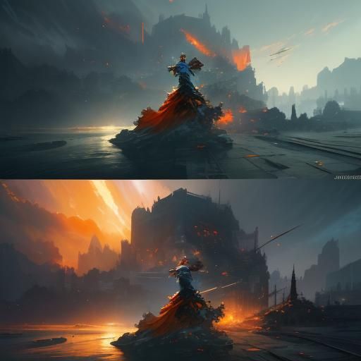 Nostalgic Youth: Hyperdetailed Concept Art in Orange and Tea...