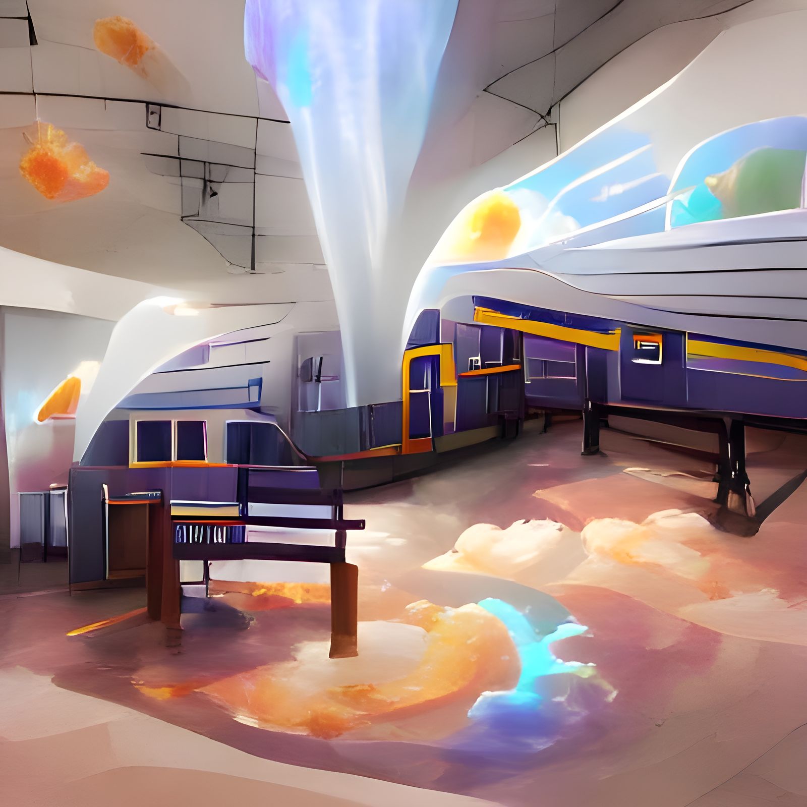 Interdimensional Train Station Concept Art in Sunshine