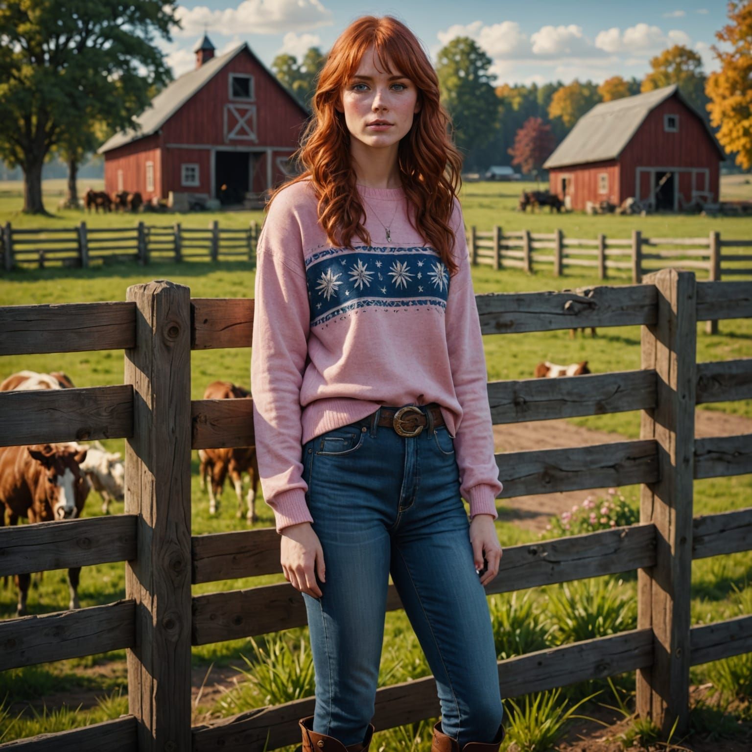 Fantastical Farm Maiden in Cowboy Boots