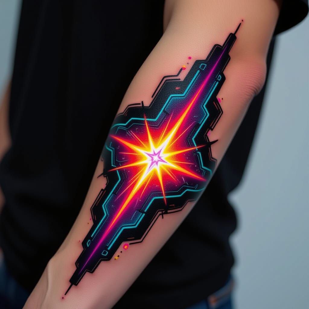 Neon Cyberpunk Flash Tattoo Design