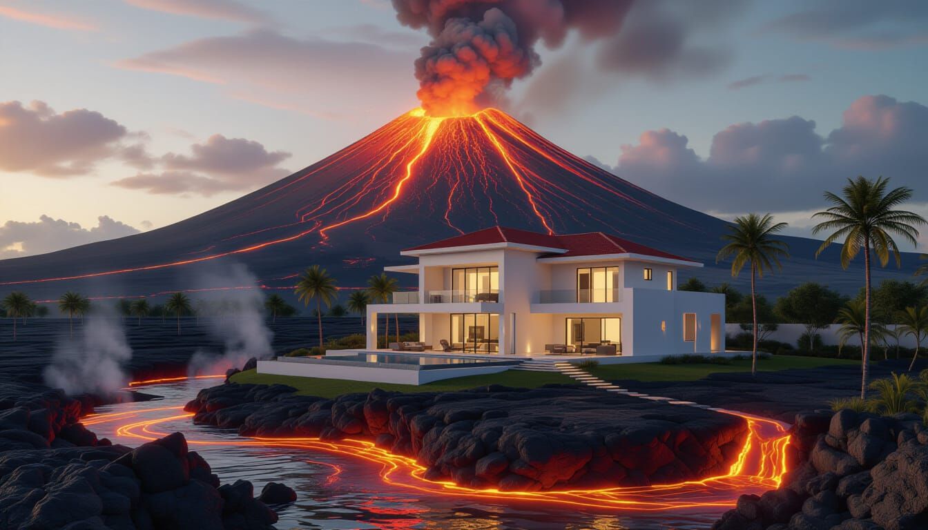 Modern White Villa on Volcano Edge