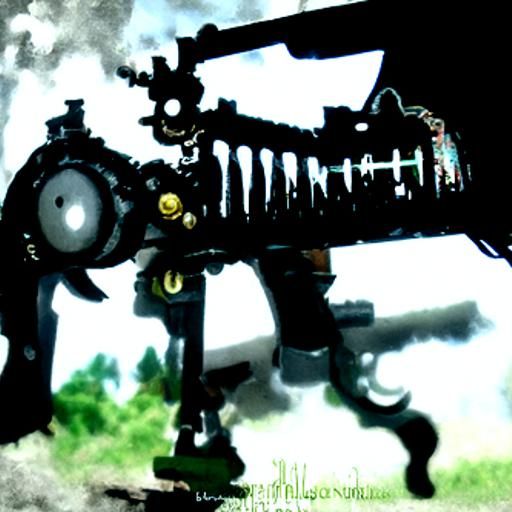Steampunk Frog Engine with M16 Rifle