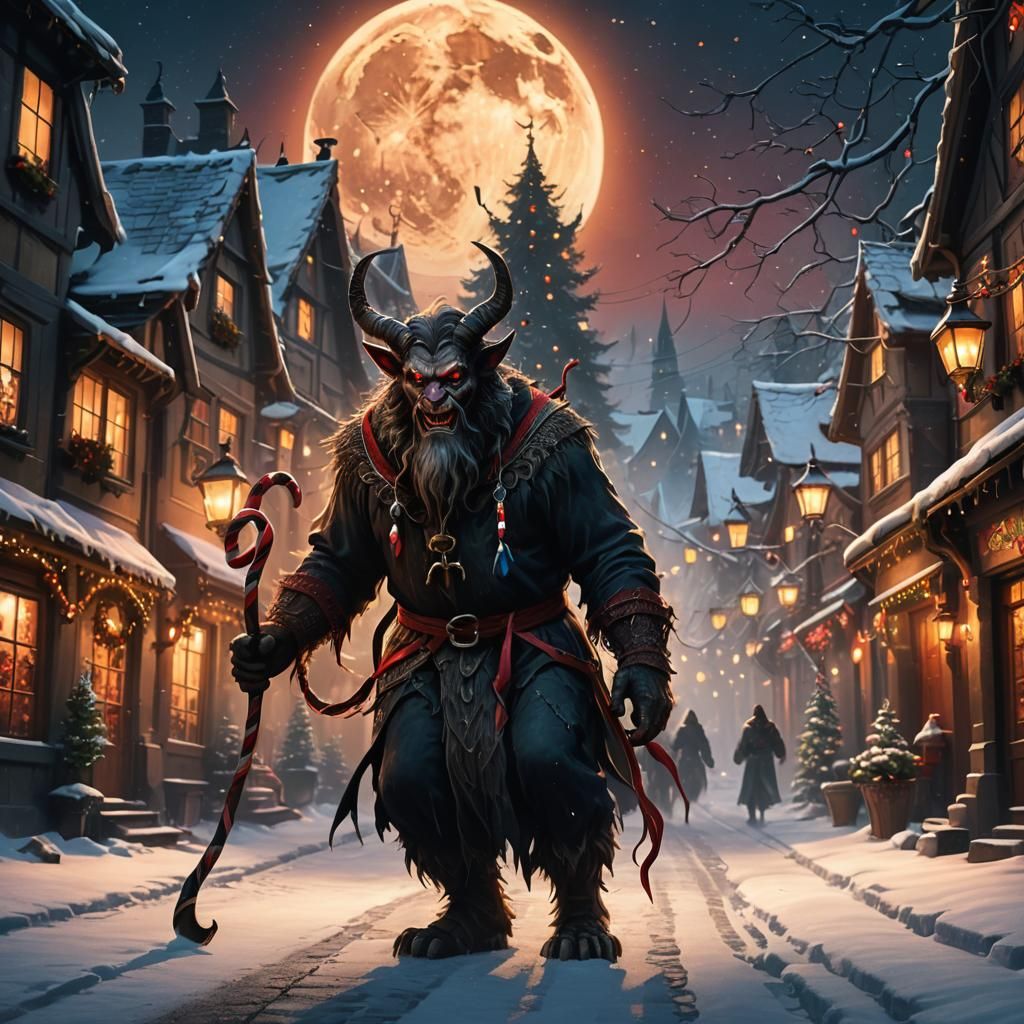 Krampus on Christmas Night: Dark Fantasy Concept Art