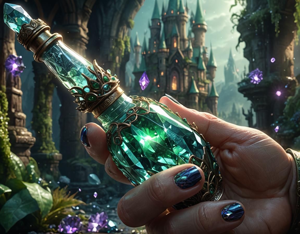 Scaly Hand Grips Magical Crystal Bottle
