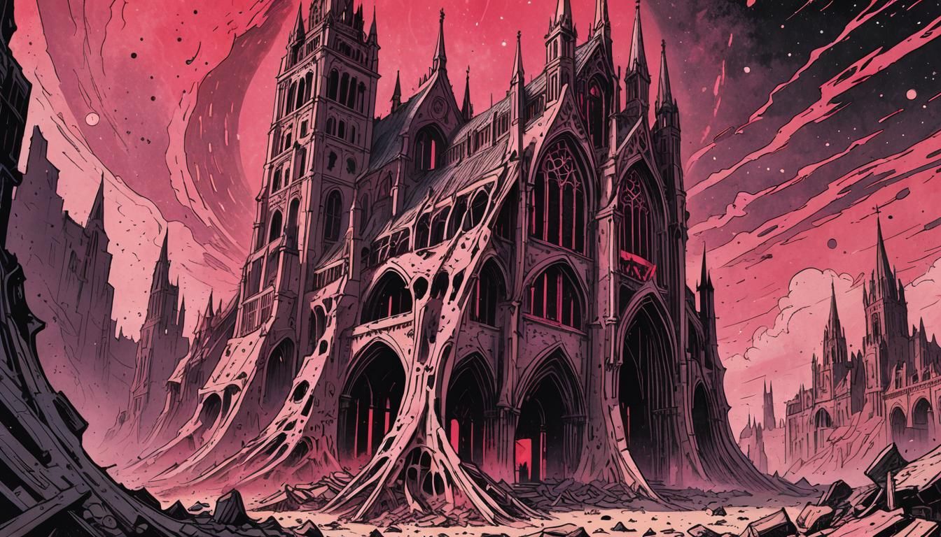 Martian Fish Rib Cathedral in Polish Comic Style