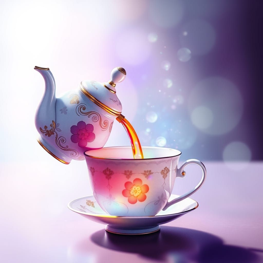 Ethereal Teapot Unveils Rainbow Splendor in Watercolor Wonde...