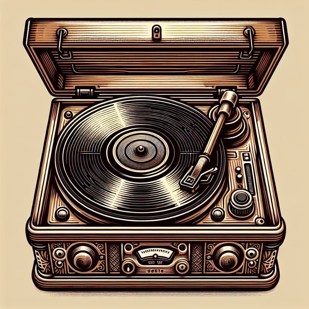 Vintage Vinyl Record Player in Operation