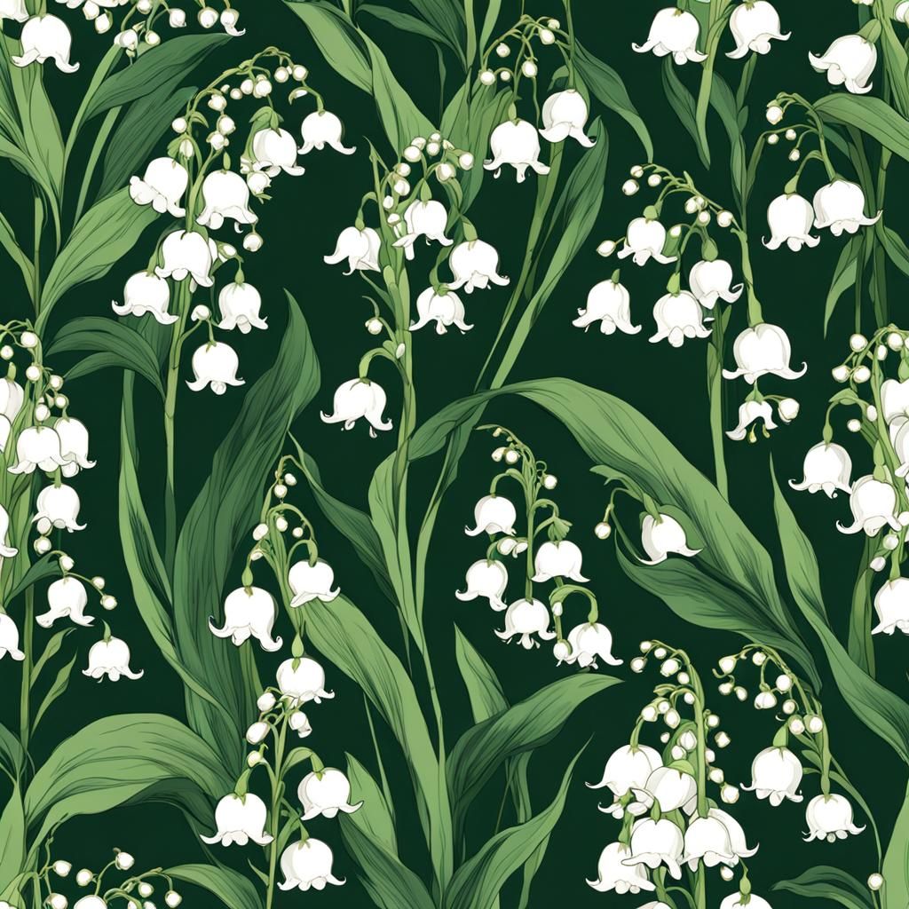 Lily-of-the-Valley Anime Wallpaper in Emerald Green