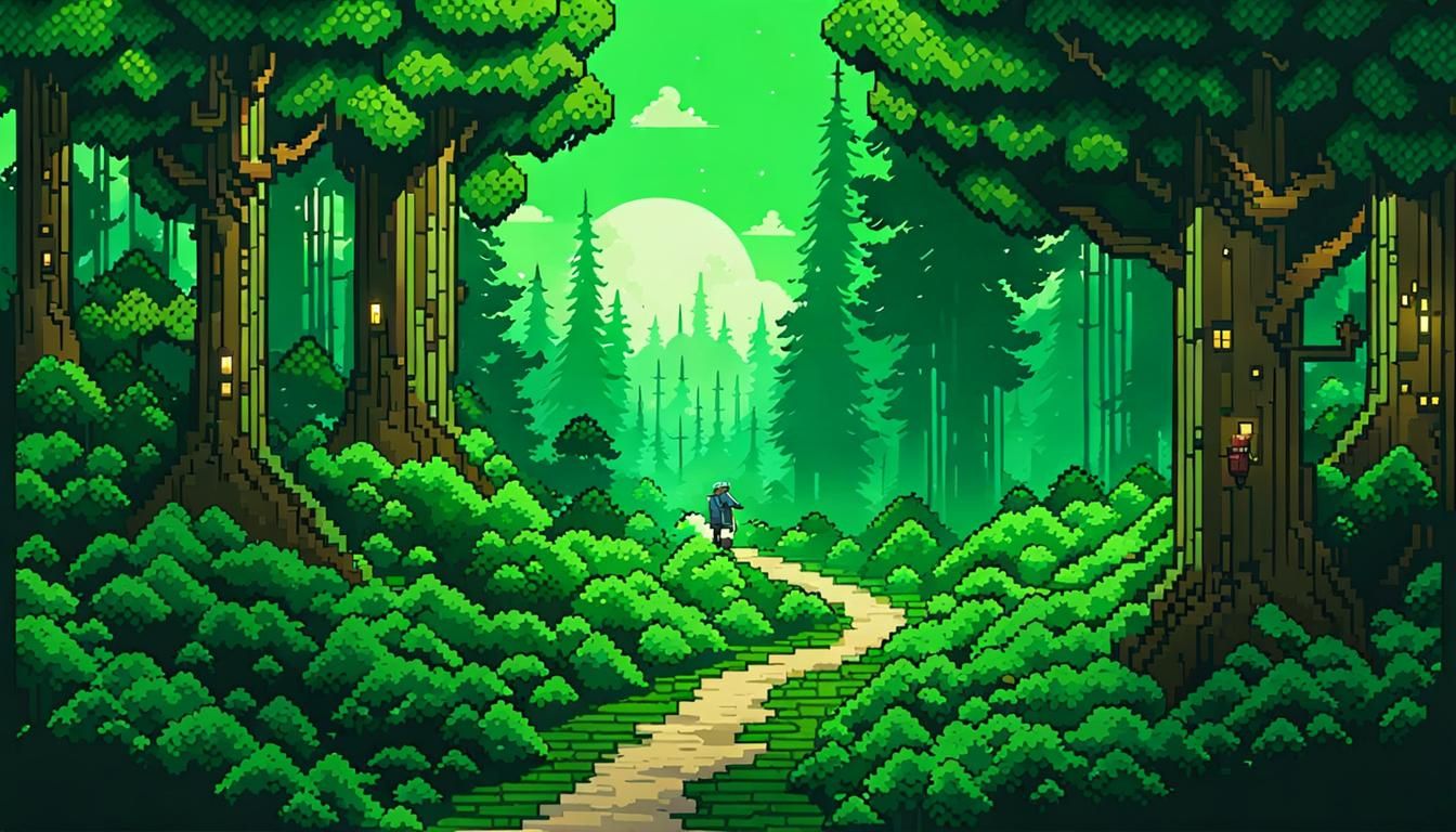 Not Space Series -Cleric navigating a forest trail, green Ta...
