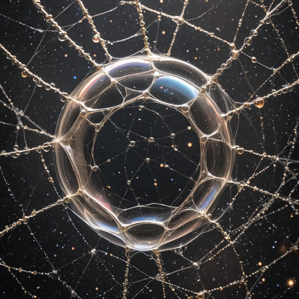 Orb-Web Bubble Floating in Dark Outer Space