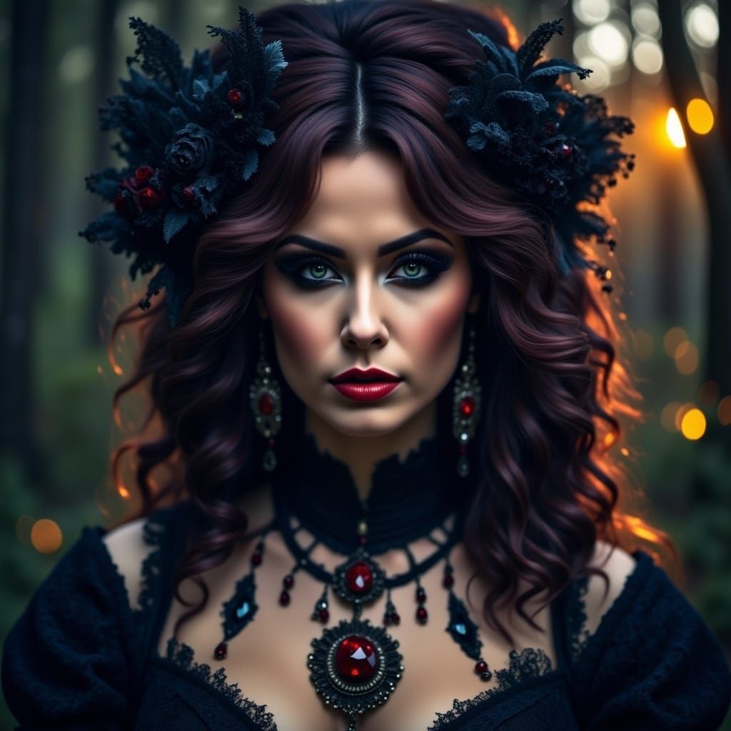 Gothic Beauty Portrait with Intense Gaze