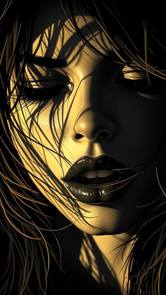 Midnight Moment of Intense Emotion in Dark, Graphic Novel St...