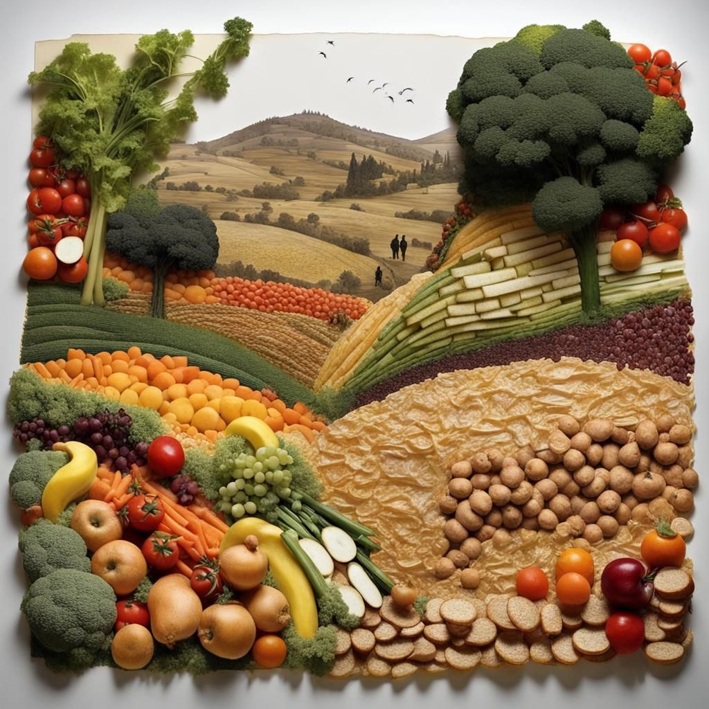 Food Landscape Collage Inspired by Fine Art