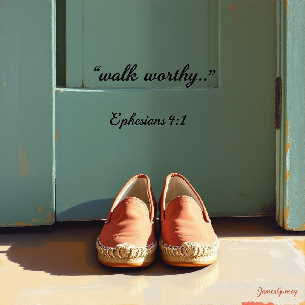 Beautifully Placed Espadrilles in a Bright Oil Painting