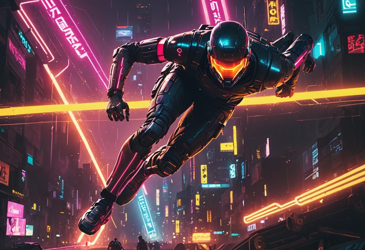 Futuristic Neon Nightscape in Cyberpunk 2049 Style