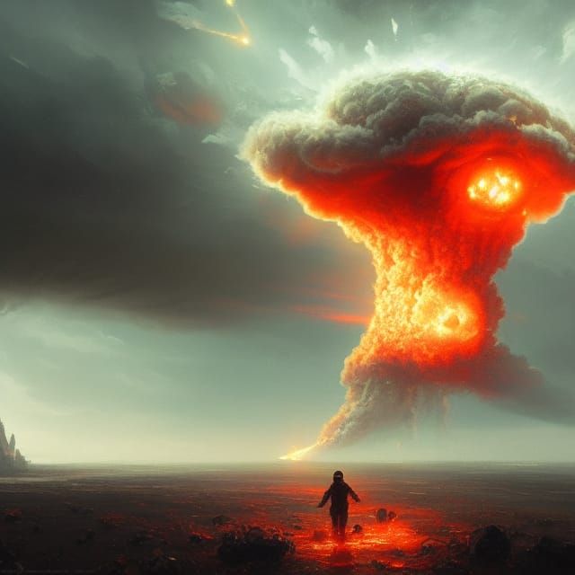 Apocalyptic Nuclear Explosion in Dark Fantasy Style
