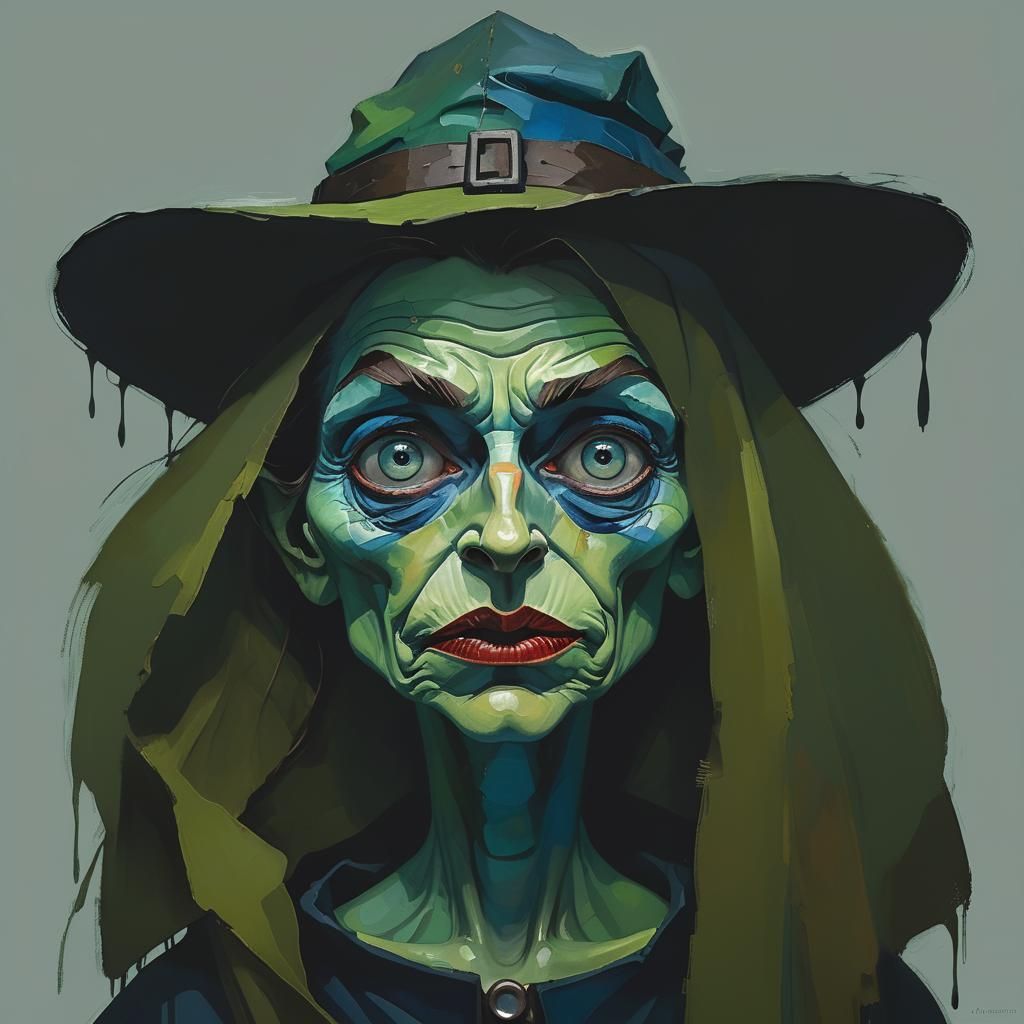 Egon Schiele-Inspired Portrait of an Evil Witch