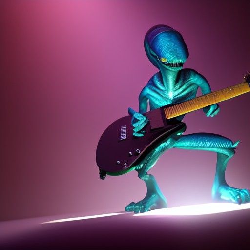 Alien Guitarist: Trending 3D Artstation Image