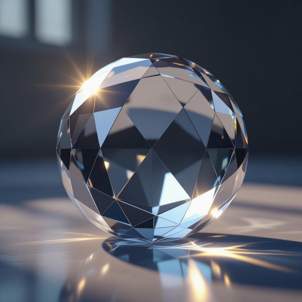 Enormous Faceted Crystal Sphere with 3D Shading