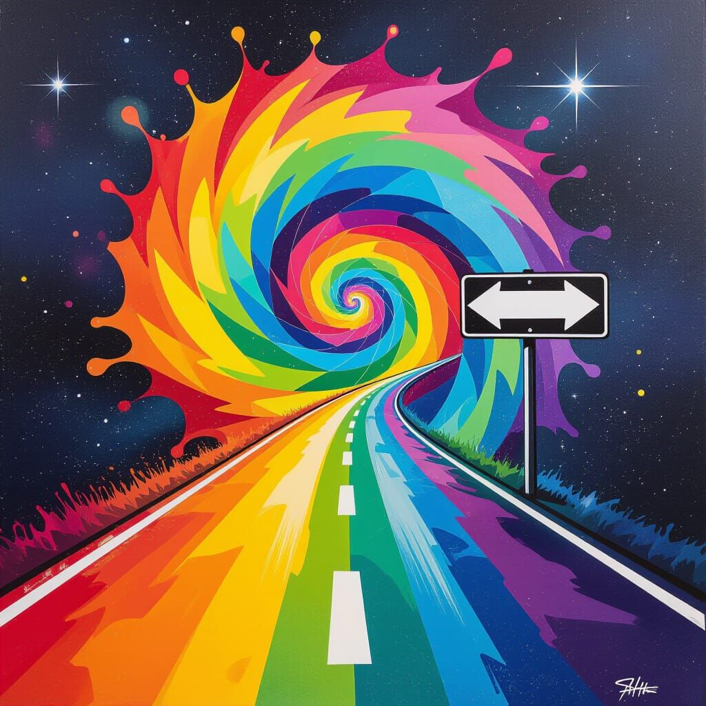 Airbrush Road to Rainbow Time Vortex