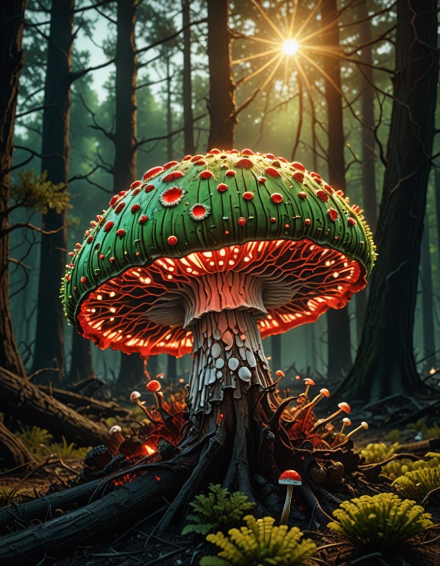 Apocalyptic Mushroom in Hyperrealistic Digital Art