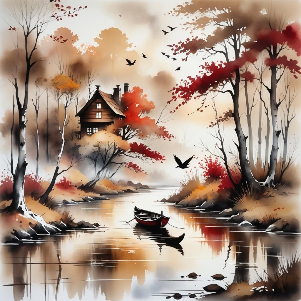 watercolor impression of autumn