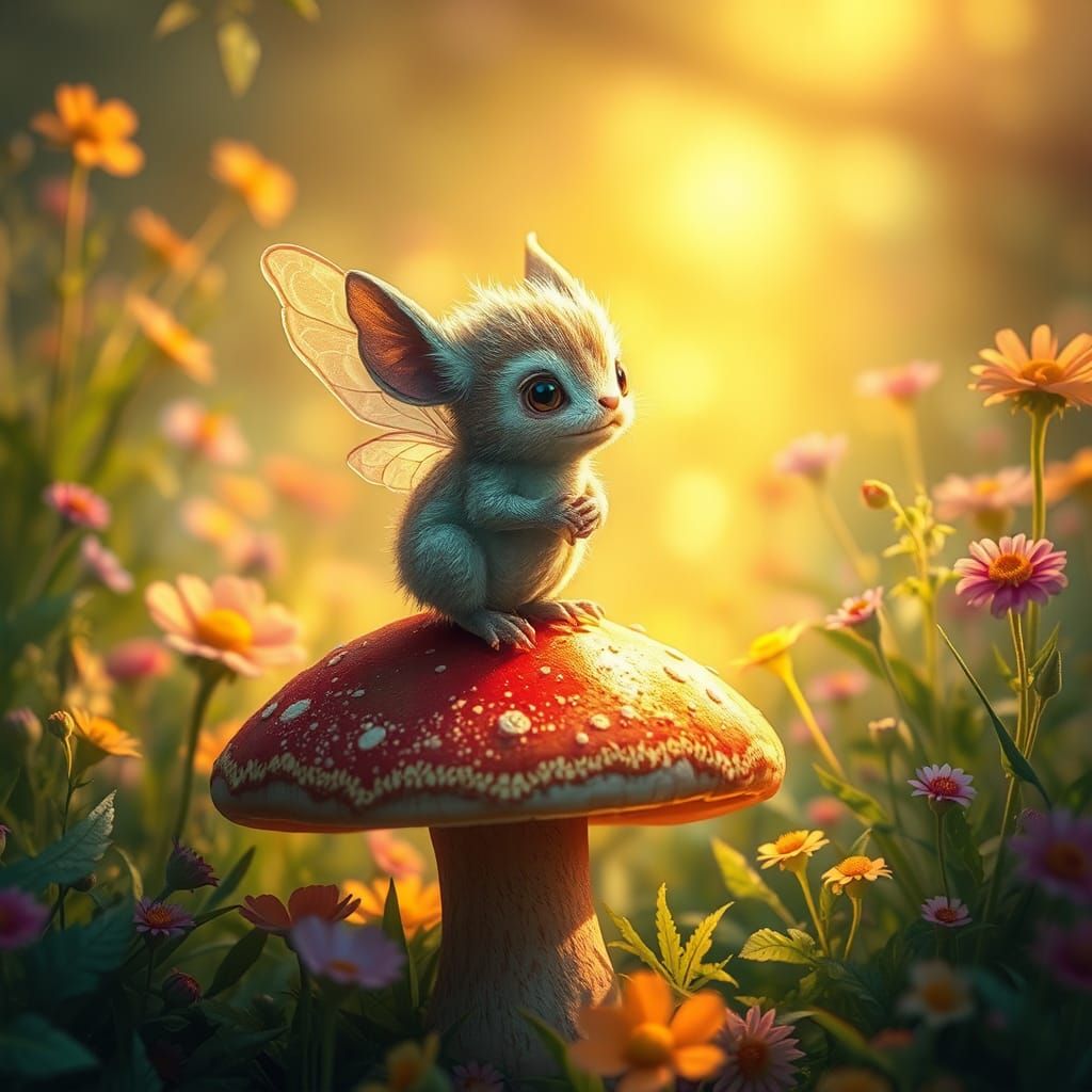 Enchanting Creature in Whimsical Forest: Digital Art