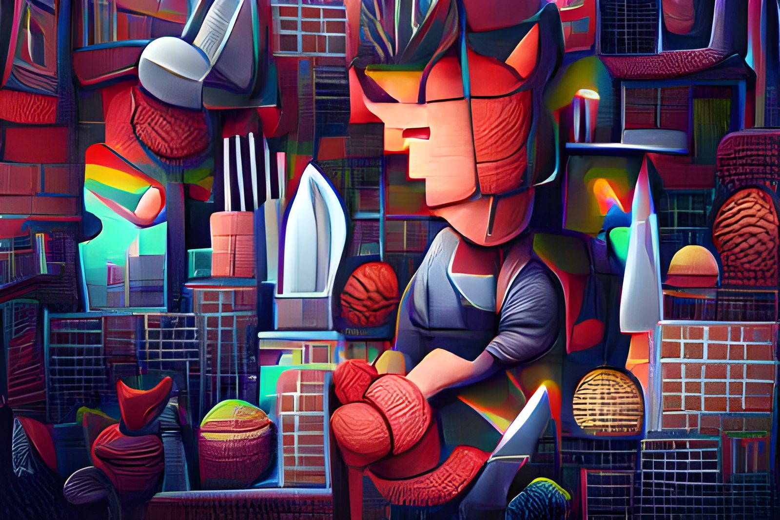 Hell's Kitchen in Cubist Pixel Art Style