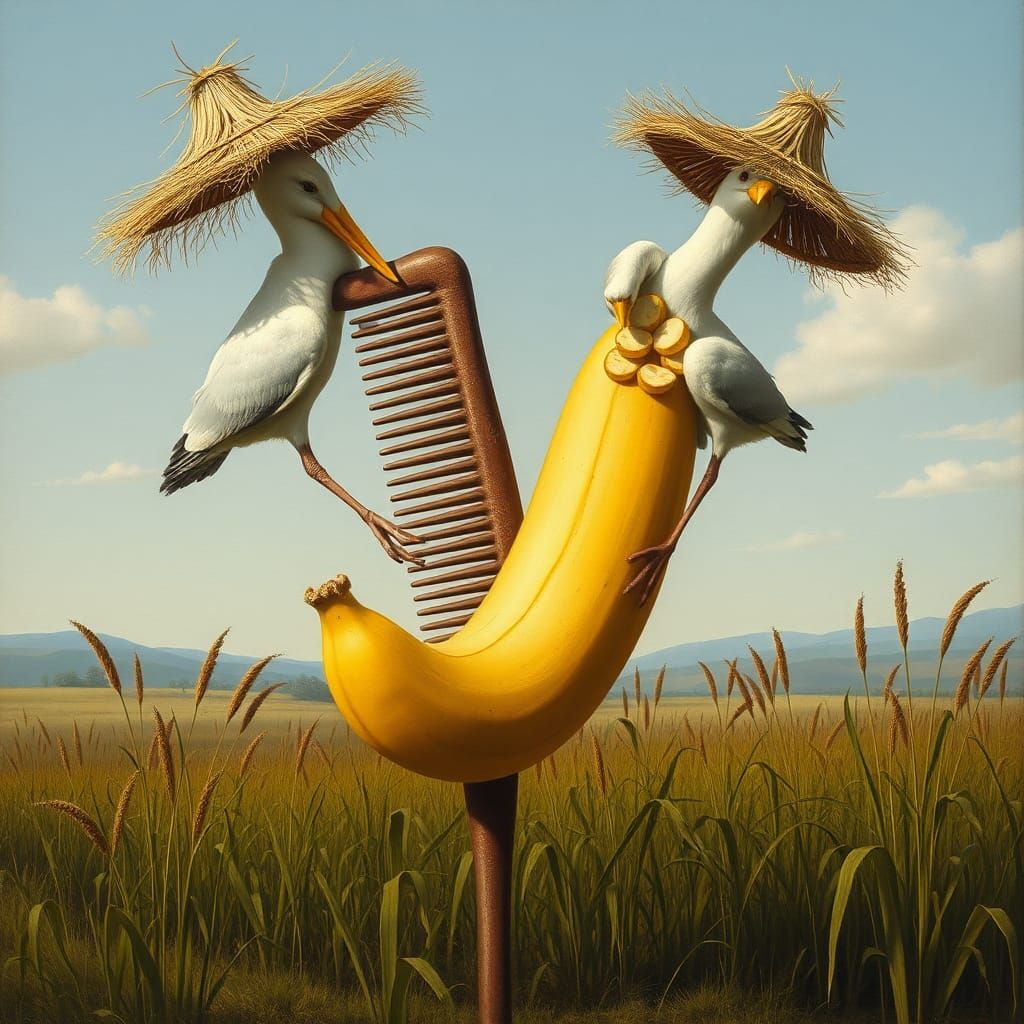 Comb and Banana in Dürer Style