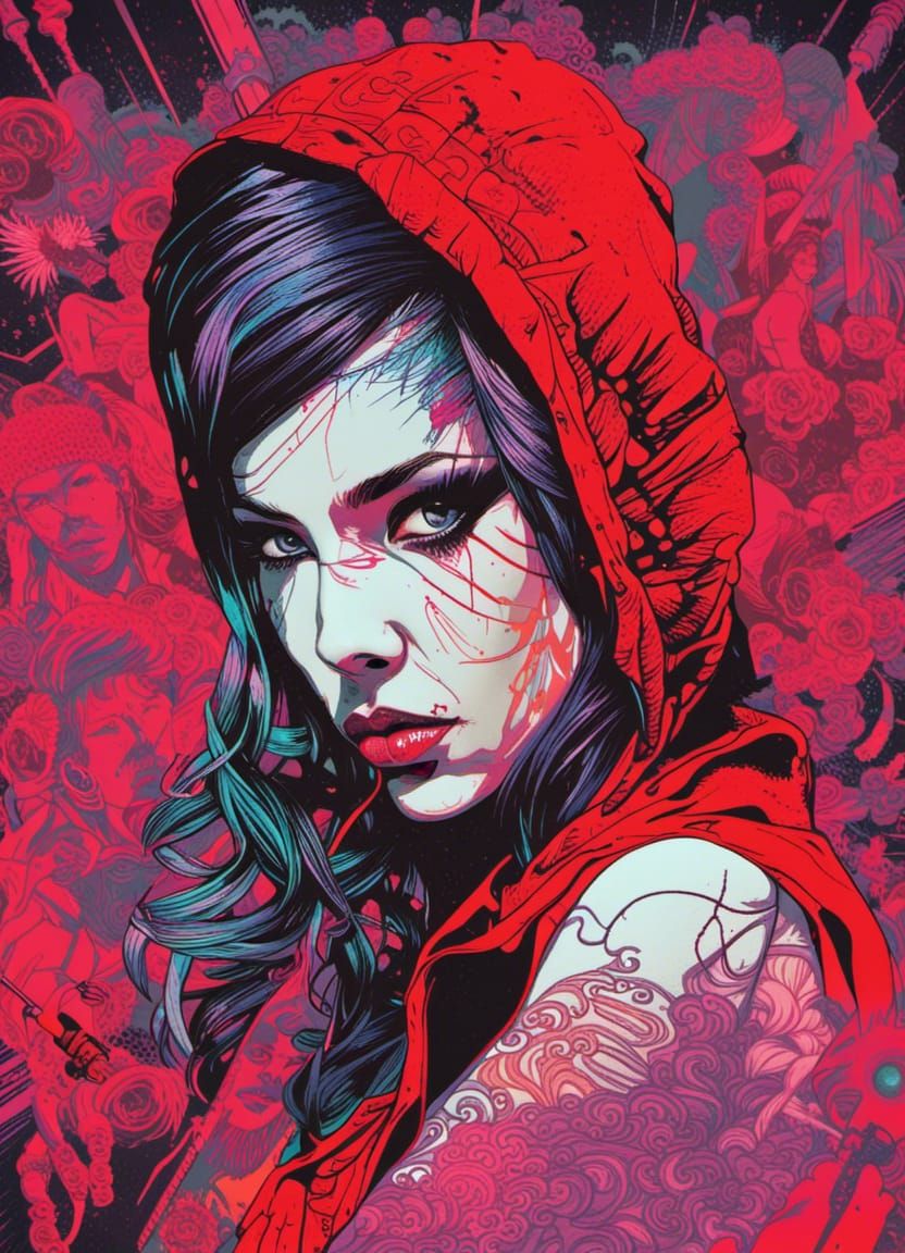 Yakuza Assassin Supermodel in Vivid Red