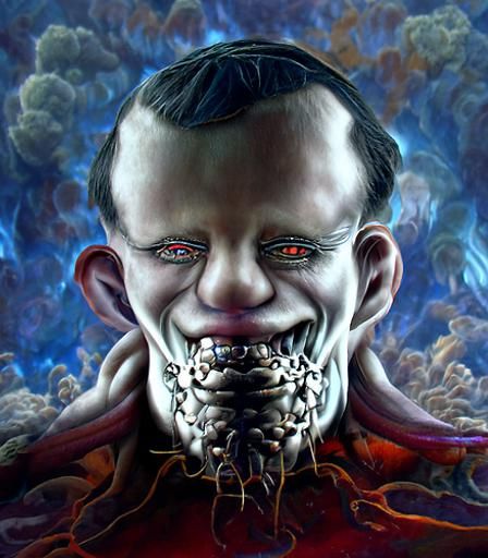 Demonic Frankenstein Monster with Red Eyes