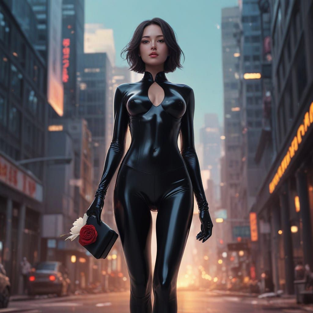 Glamorous Japanese Woman in Cinematic Lighting