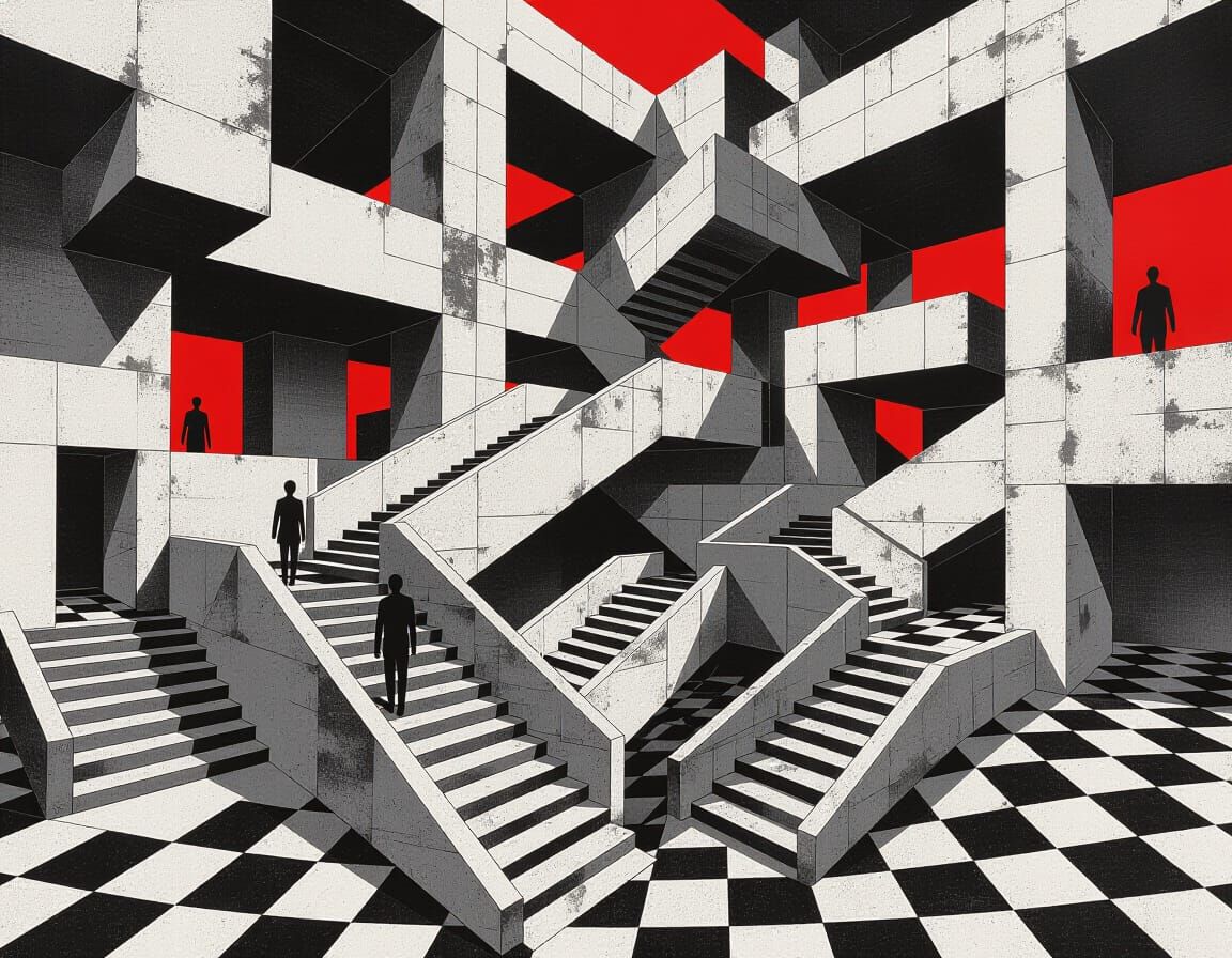 Mind-Bending Labyrinth of Brutalist Stairwells as Op Art