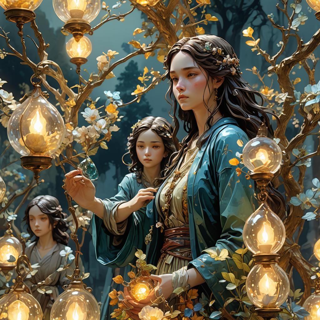 Enameled Glass Figurines: Hyperdetailed Watercolor Concept A...