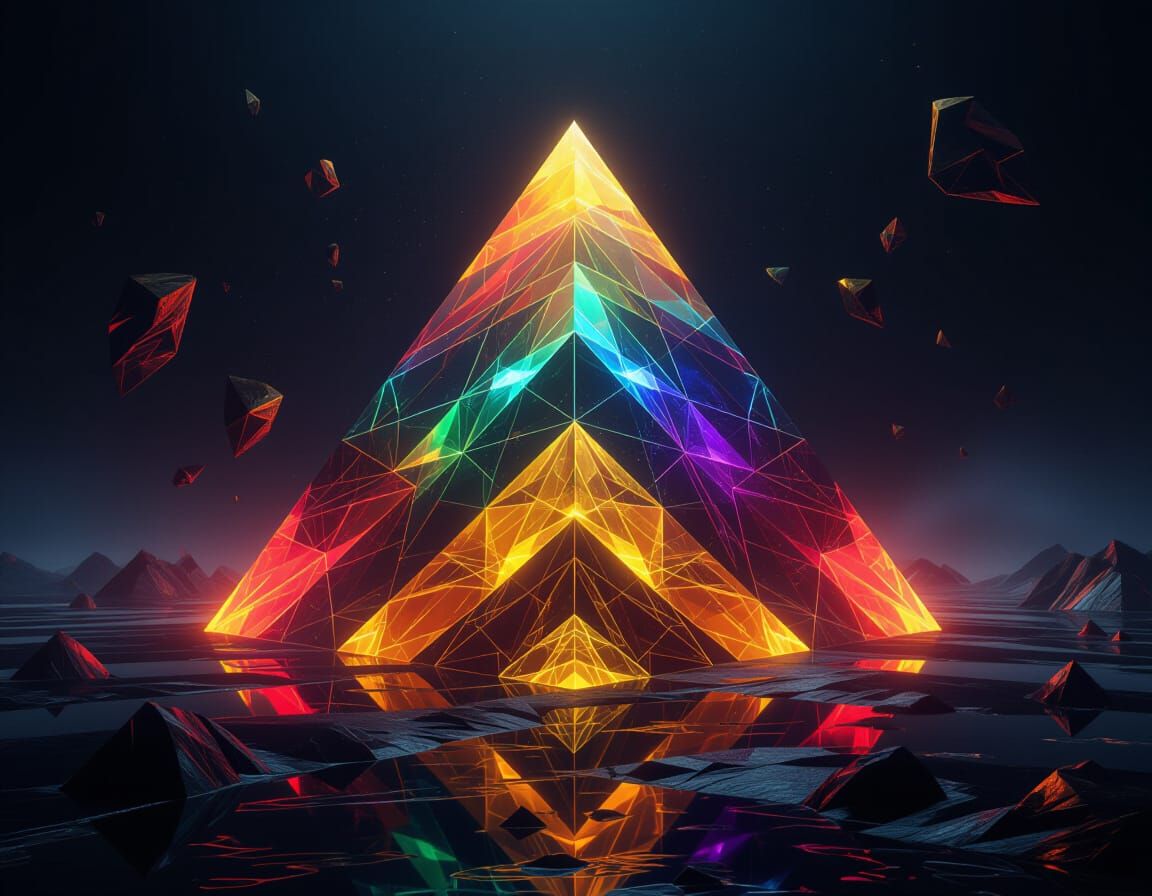 Luminous Translucent Pyramid in Surreal Universe