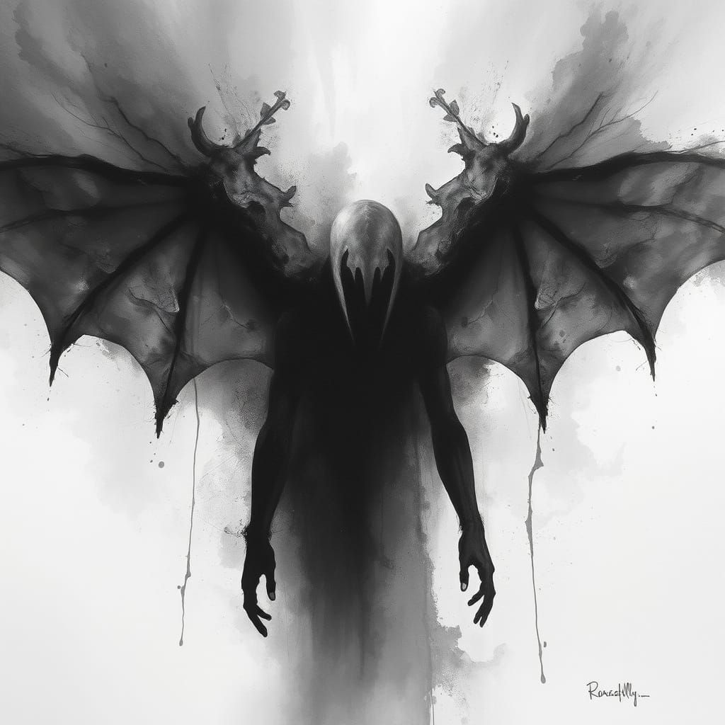 Haunting Charcoal and Aquarelle Art