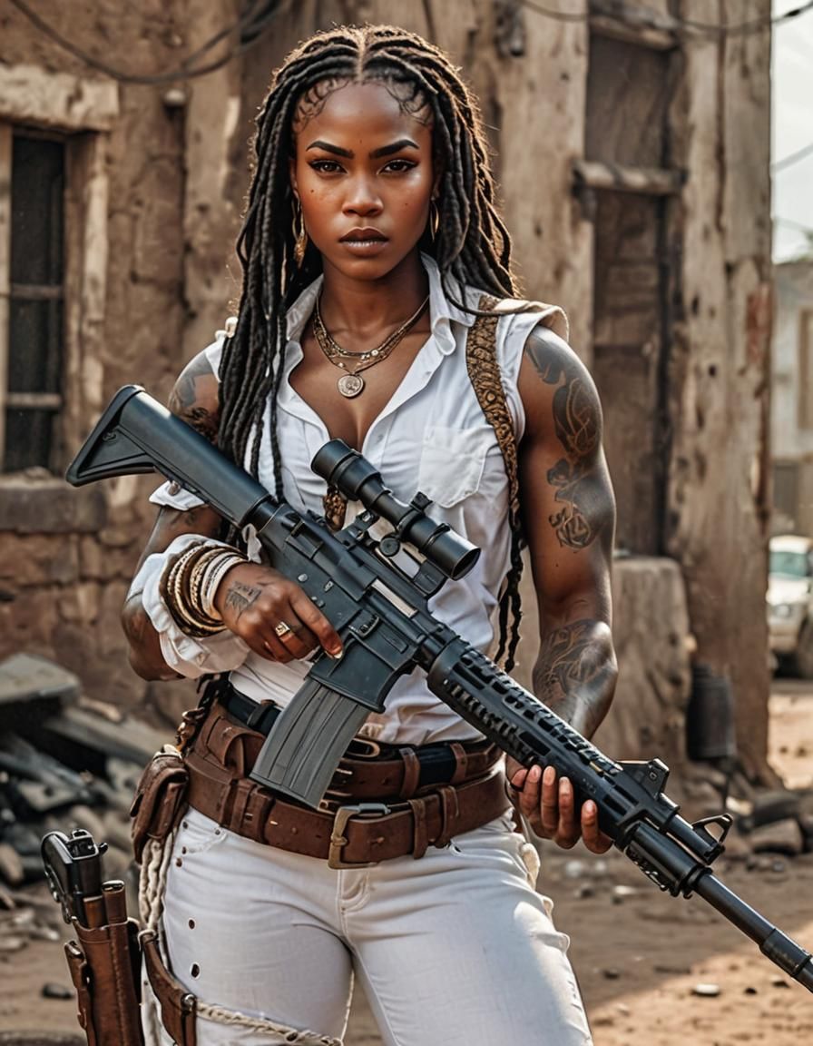Chic Mercenary: Muscular Woman Warrior in Africa