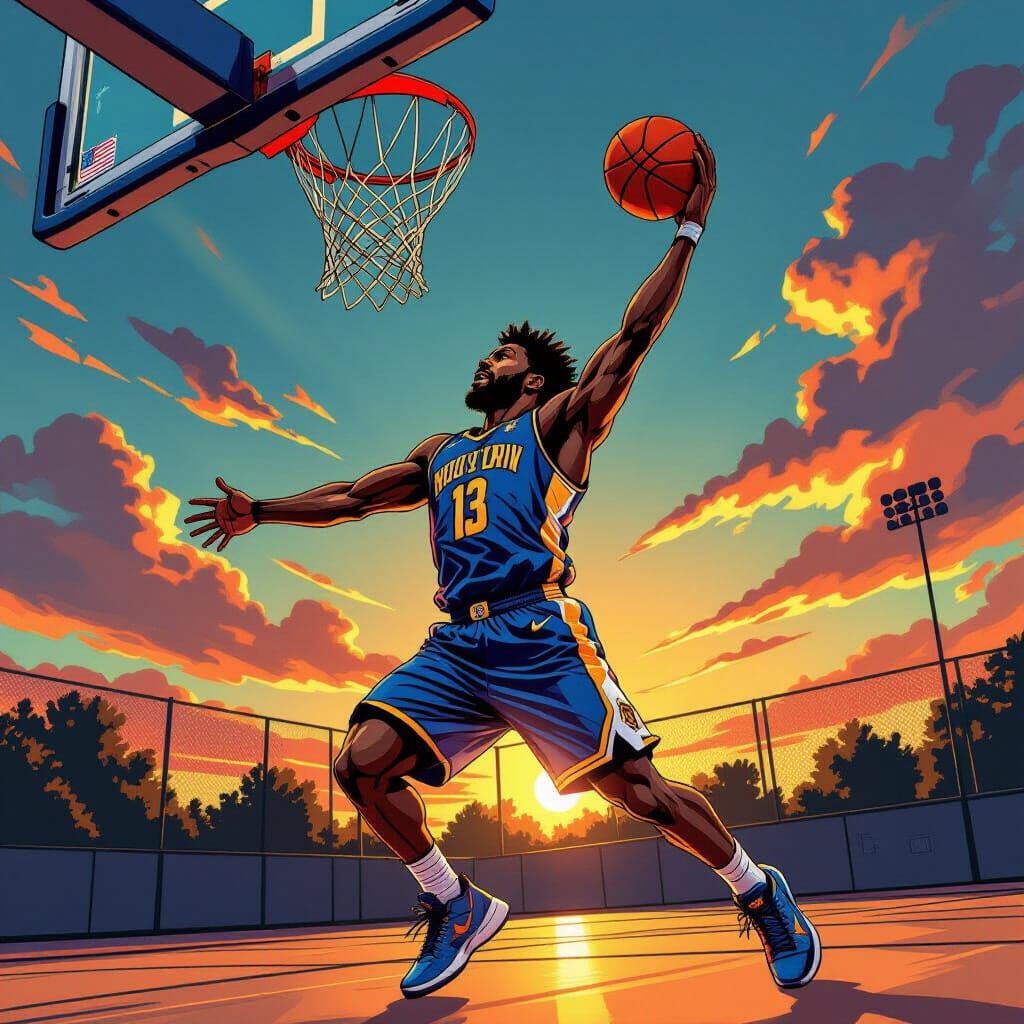 Exclusive NFT Basketball Player Dunking in Comic Style