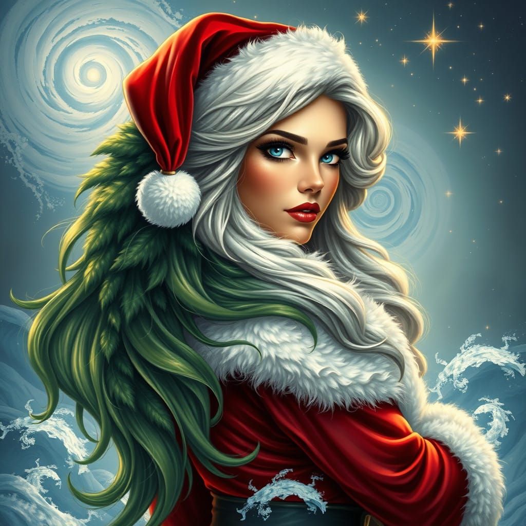 Surreal Santa Claus Goddess Transforms into American Landmas...