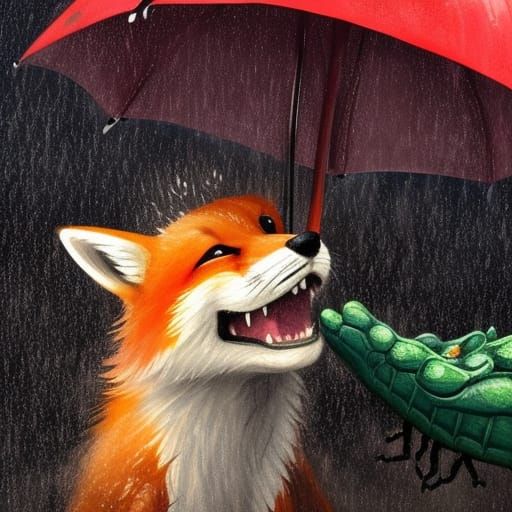 Fox and Crocodile in the Rain, Splash Art
