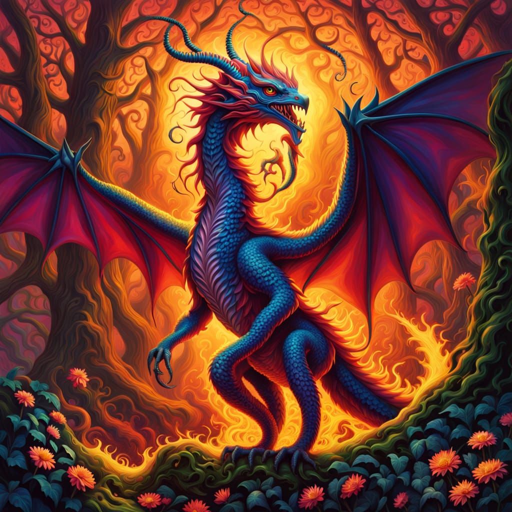 Mystical Jabberwock Descends into Whimsical Tulgey Wood